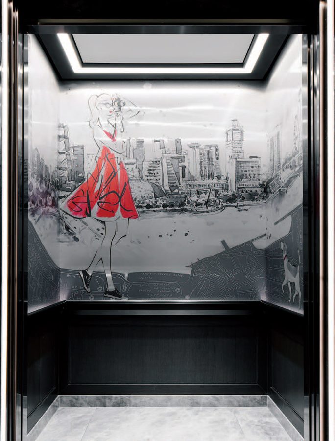 Grand Park City Hall — illustrated lift car