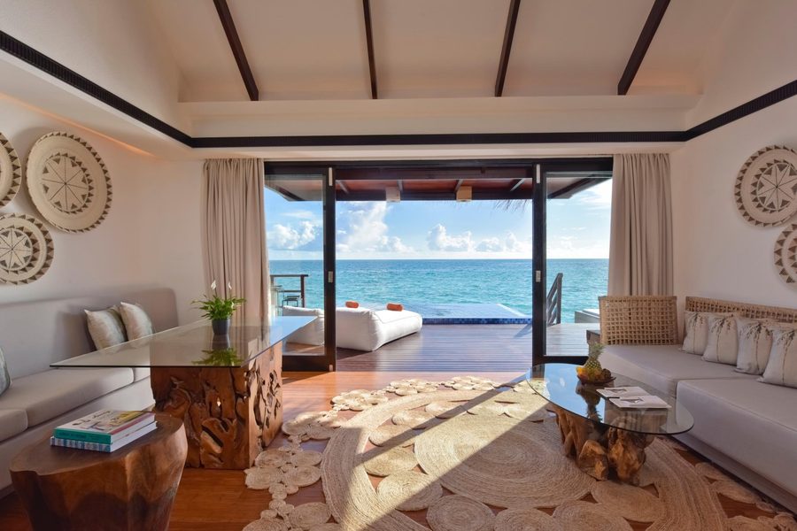 Grand Park Maldives — villa living room opening to the sea