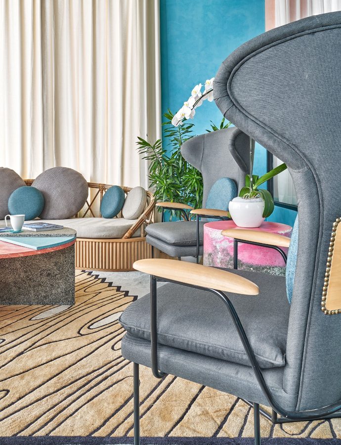 Khem Beach Resort — bedroom study nook and deck